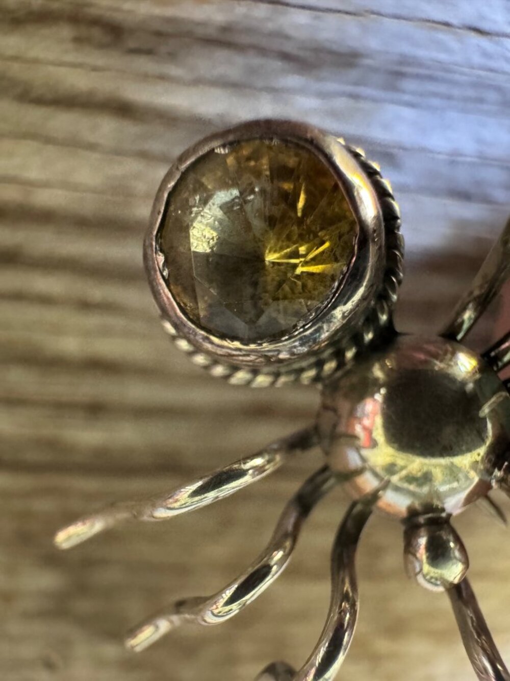 Sterling Silver Citrine Spider Brooch Pin Figural Insect Jewelry 1.5” 6.49g - Picture 10 of 10
